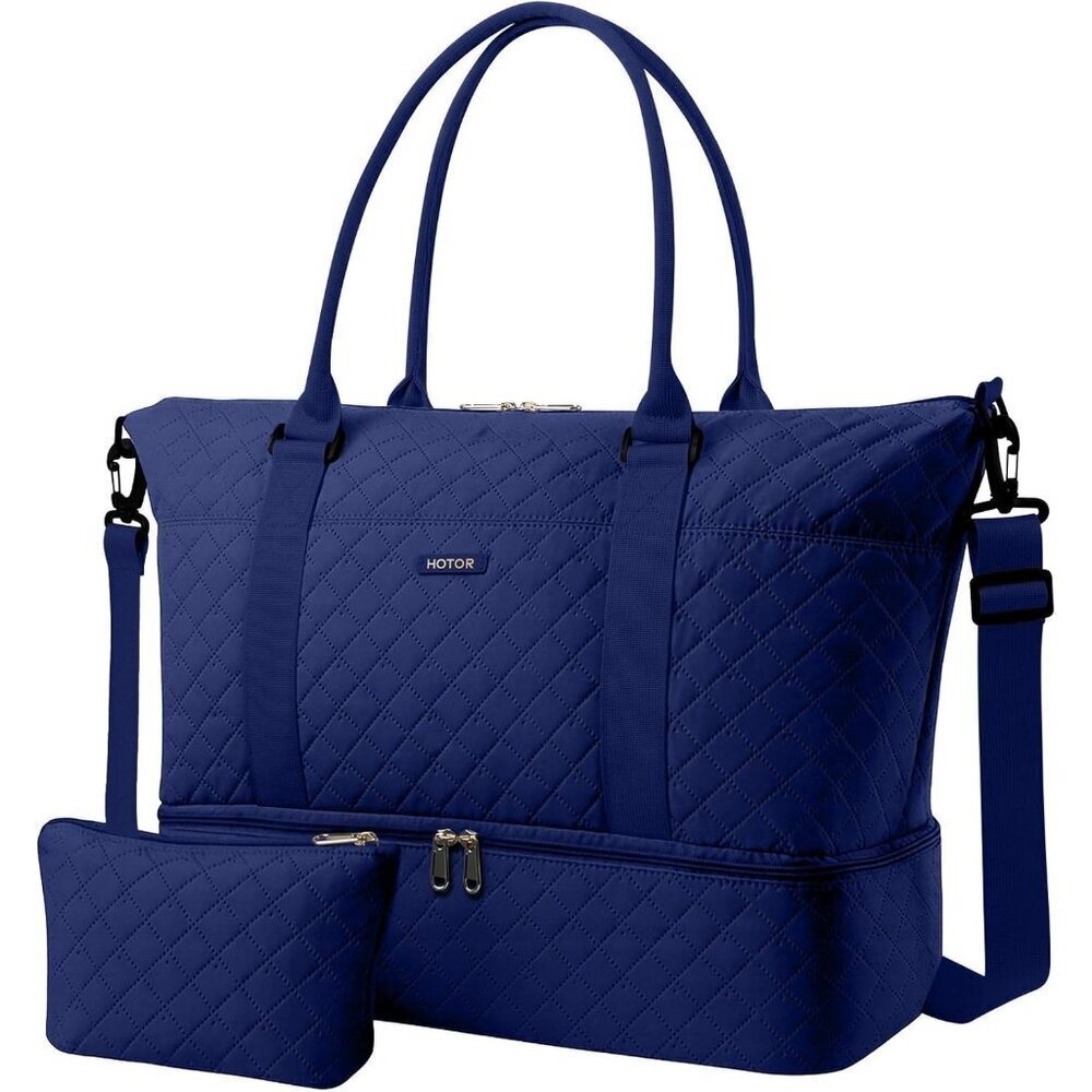 Hotor Women Dark Blue Large Overnight with Shoe Compartment Travel Duffel Bag